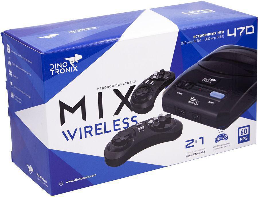 Игровая консоль Retro Genesis Dinotronix Mix Wireless AV черный +второй контроллер в комплекте: 470 игр