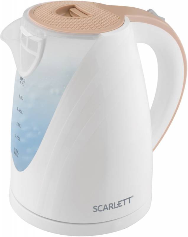 Чайник электрический Scarlett SC-EK18P43 1.7л. 2200Вт белый/бежевый (корпус: пластик)