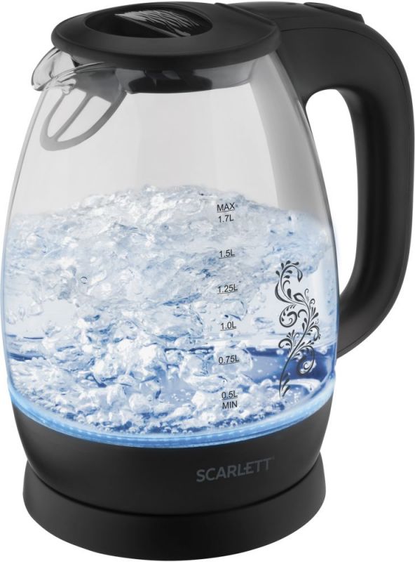 Чайник электрический Scarlett SC-EK27G34 1.7л. 2200Вт черный (корпус: стекло)