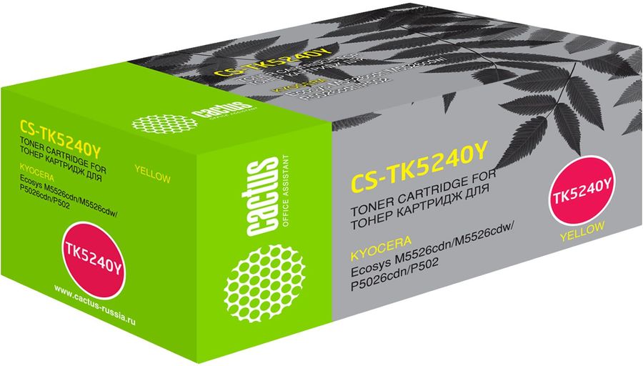 Картридж лазерный Cactus CS-TK5240Y TK-5240Y желтый (3000стр.) для Kyocera Ecosys M5526cdn/M5526cdw/P5026cdn/P5026cdw