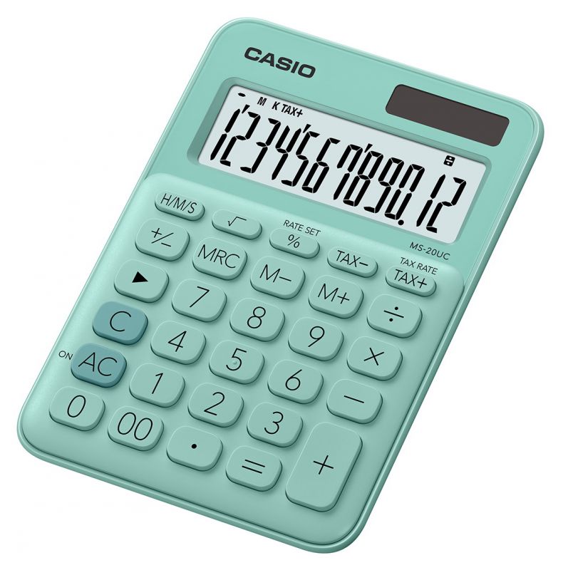 Калькулятор настольный Casio MS-20UC-GN-W-EC зеленый 12-разр.