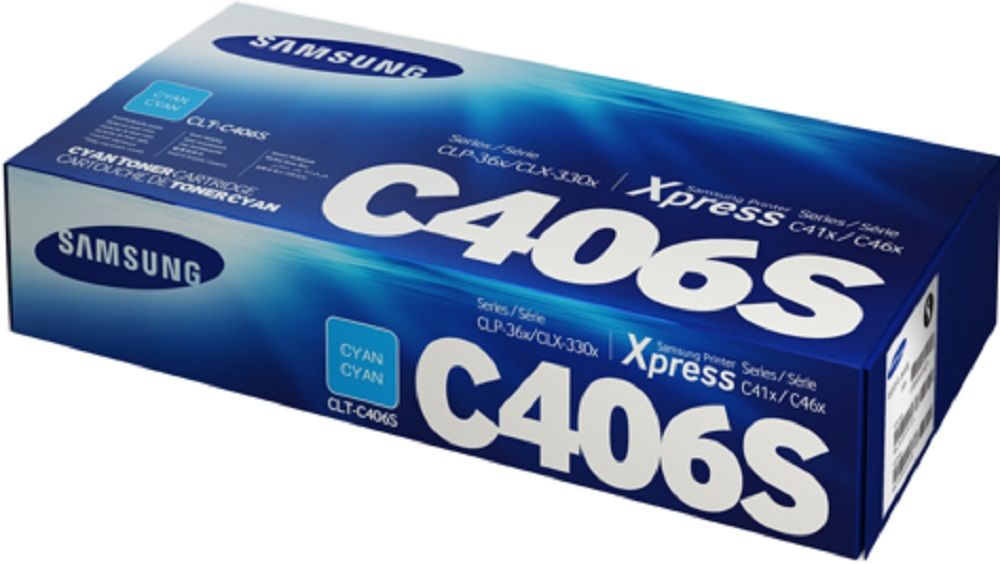 Картридж лазерный Samsung CLT-C406S ST986A голубой (1000стр.) для Samsung CLP-360/365/CLX-3300/3305