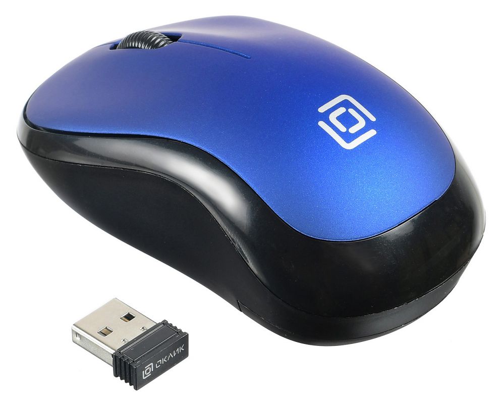 Мышь Оклик 655MW черный/синий оптическая 1000dpi беспров. USB 3but (1025122)