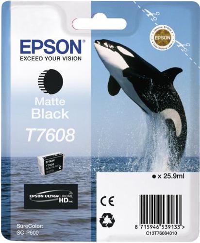 Картридж струйный Epson T7608 C13T76084010 черный матовый (1100стр.) (25.9мл) для Epson SureColor SC-P600