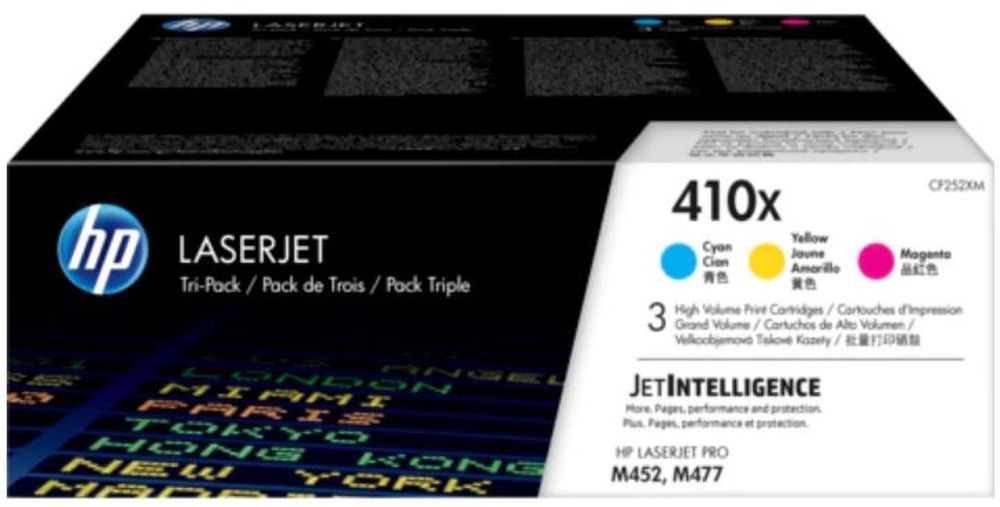 Картридж лазерный HP 410X CF252XM голубой/пурпурный/желтый тройная упак. (5000стр.) для HP LJ Pro M452/M477