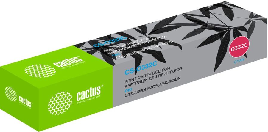 Картридж лазерный Cactus 46508735 CS-O332C 46508735 голубой (3000стр.) для Oki C332/MC363