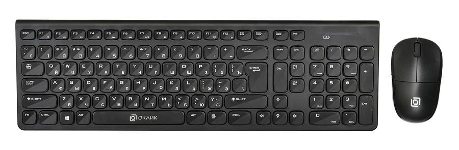 Клавиатура + мышь Оклик 220M клав:черный мышь:черный USB беспроводная slim Multimedia (1062000)