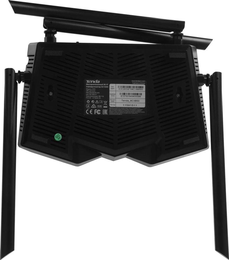Роутер беспроводной Tenda AC6 AC1200 10/100BASE-TX черный