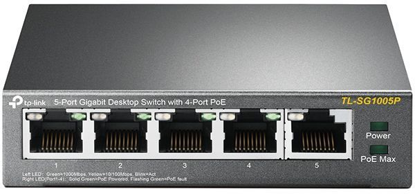 Коммутатор TP-Link TL-SG1005P 5x1Гбит/с 4PoE+ 65W неуправляемый