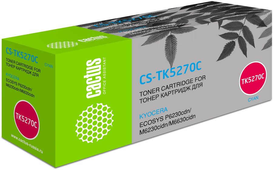 Картридж лазерный Cactus CS-TK5270C TK-5270C голубой (6000стр.) для Kyocera Ecosys P6230cdn/M6230cidn/M6630cidn