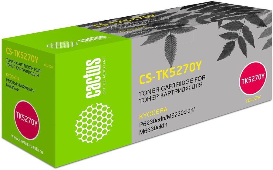 Картридж лазерный Cactus CS-TK5270Y TK-5270Y желтый (6000стр.) для Kyocera Ecosys P6230cdn/M6230cidn/M6630cidn