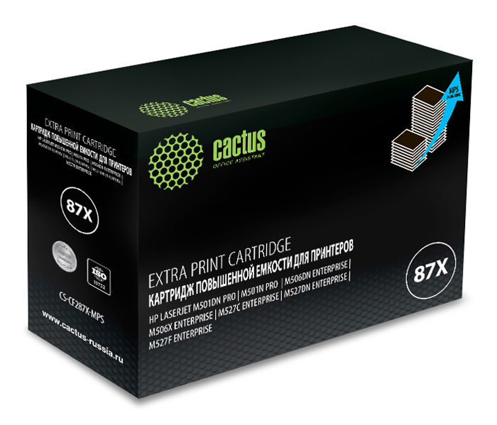 Картридж лазерный Cactus CS-CF287X-MPS CF287XX черный (24000стр.) для HP LJ M506dn/M506n/M506x