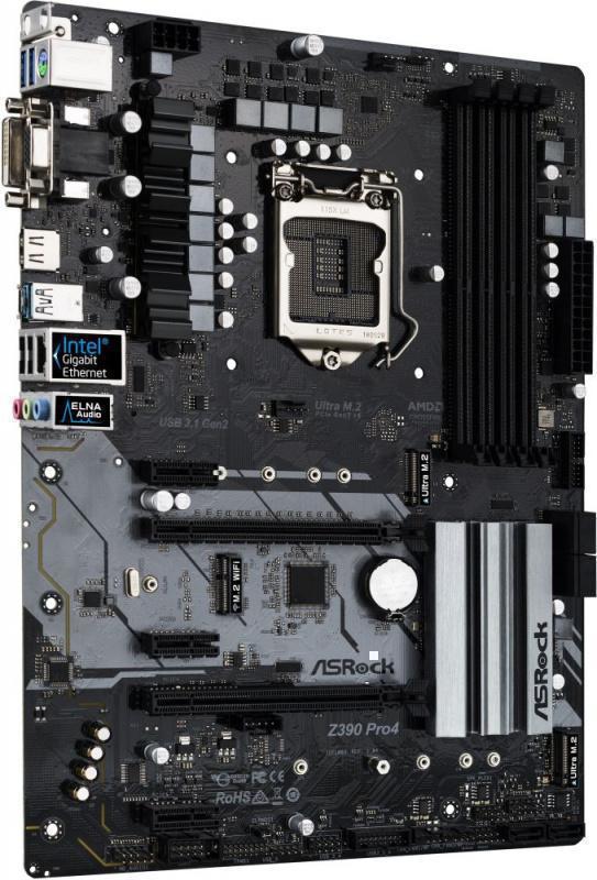 Материнская плата Asrock Z390 PRO4 Soc-1151v2 Intel Z390 4xDDR4 ATX AC`97 8ch(7.1) GbLAN RAID+VGA+DVI+HDMI