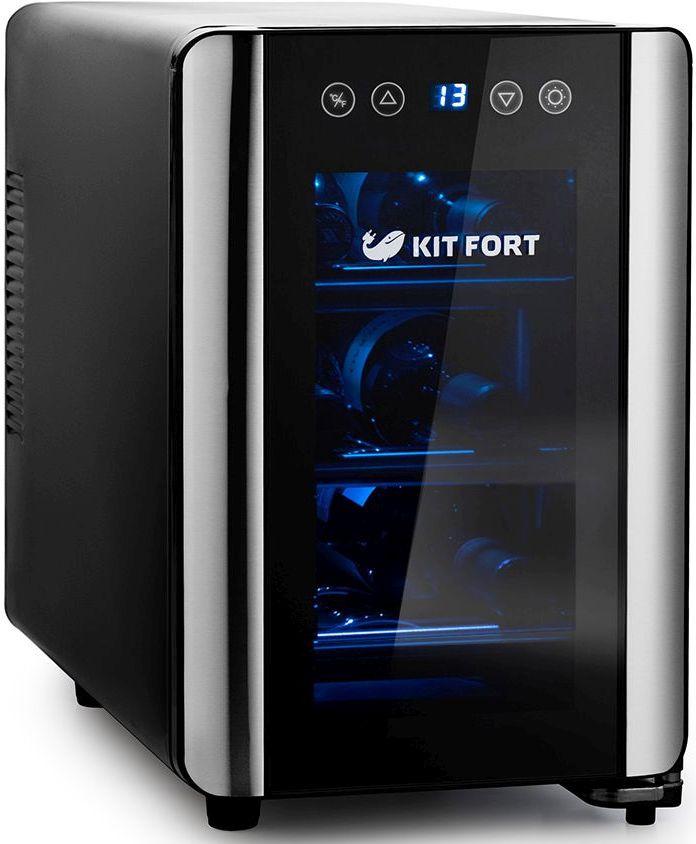 Винный шкаф Kitfort КТ-2401 черный/серебристый (однокамерный)