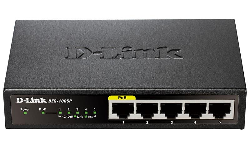 Коммутатор D-Link DGS-1005P/A1A 5x1Гбит/с 4PoE 60W неуправляемый