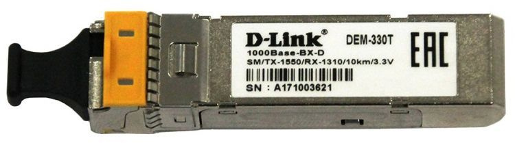 Трансивер D-Link 330T/10KM/A1A оптич. SFP SM Tx:1550нм Rx:1310нм до 10км