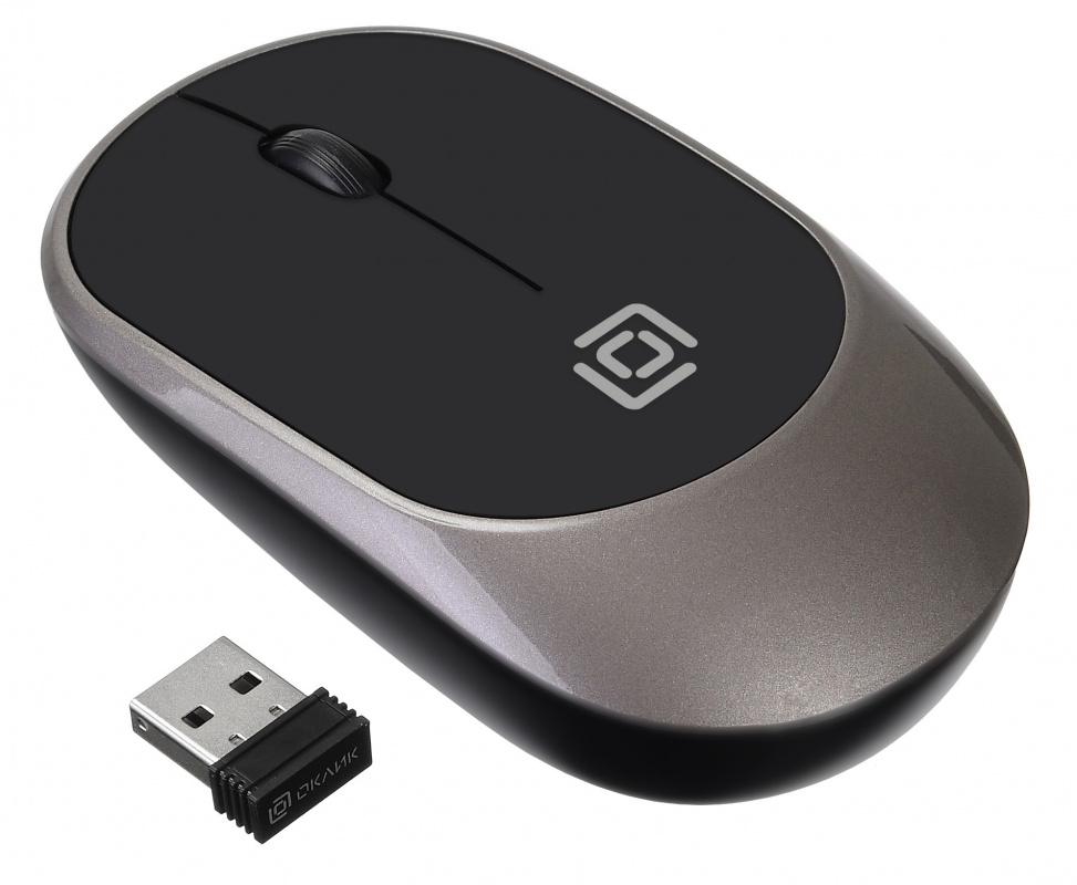 Мышь Оклик 535MW черный/серый оптическая (1000dpi) беспроводная USB для ноутбука (3but)