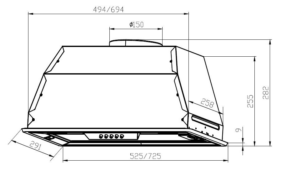 Вытяжка встраиваемая Lex GS Bloc P 600 IV слоновая кость управление: кнопочное (1 мотор)