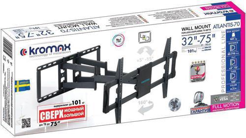 Кронштейн для телевизора Kromax ATLANTIS-70 черный 32"-75" макс.101кг настенный поворотно-выдвижной и наклонный