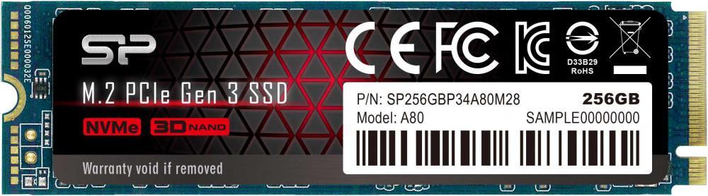 Накопитель SSD Silicon Power PCI-E x4 256Gb SP256GBP34A80M28 M-Series M.2 2280