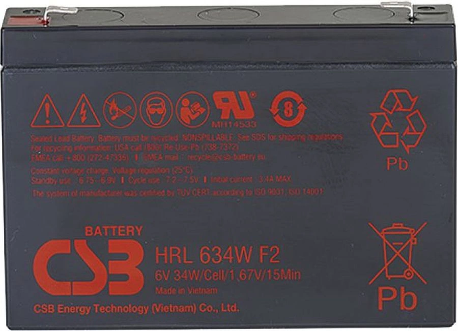 Батарея для ИБП CSB HRL634W F2 FR 6В 34Ач