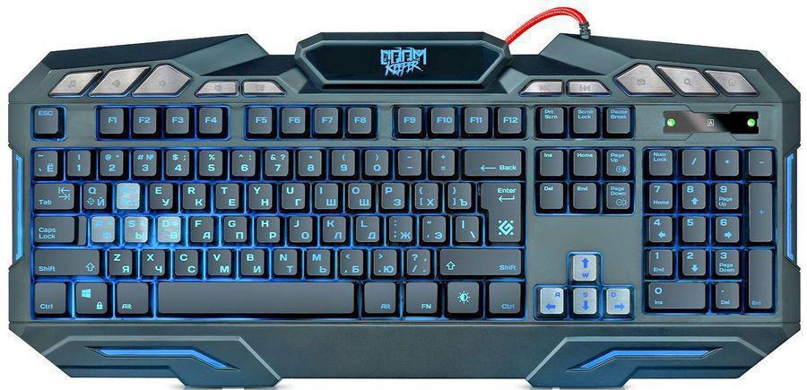 Клавиатура Defender Doom Keeper GK-100DL черный USB Multimedia for gamer LED (подставка для запястий)