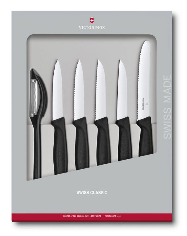 Набор ножей кухон. Victorinox Swiss Classic Paring (6.7113.6G) компл.:6предм. черный подар.коробка