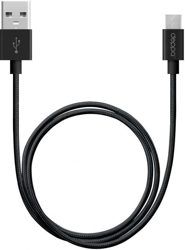 Кабель Deppa Alum 72256 USB (m)-micro USB (m) 1.2м черный