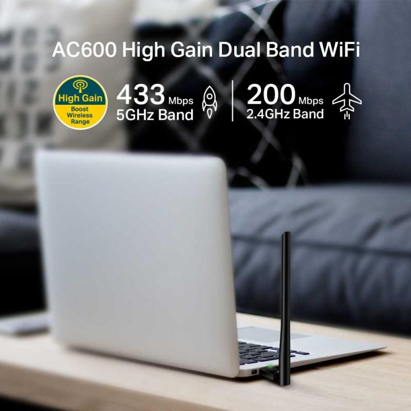 Сетевой адаптер Wi-Fi TP-Link Archer T2U Plus AC600 USB 2.0 (ант.внеш.несъем.) 1ант.