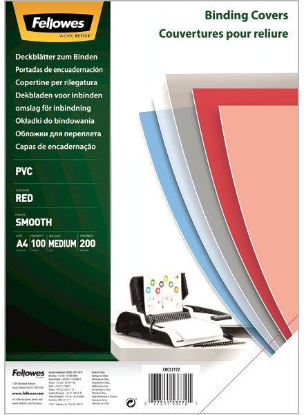 Обложки для переплёта Fellowes A4 200мкм красный (100шт) CRC-53771 (FS-53772)