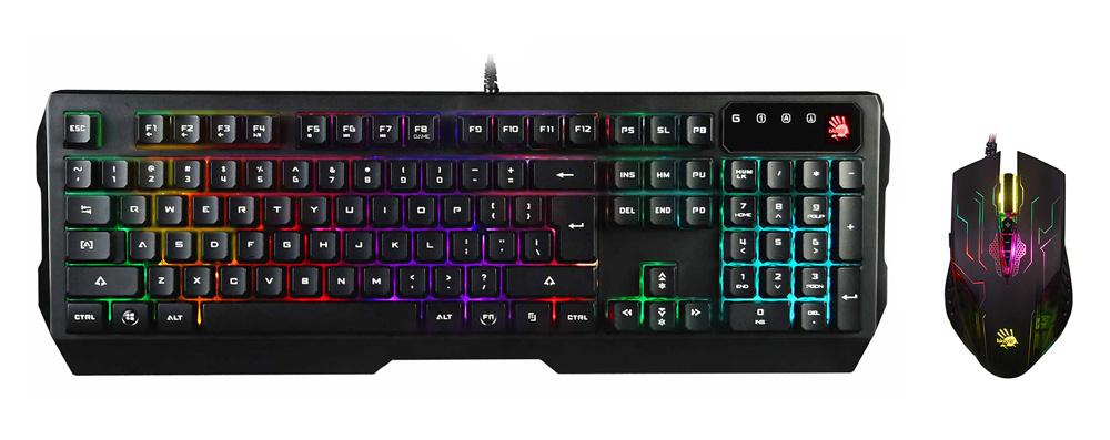 Клавиатура + мышь A4Tech Bloody Q1300 (Q135 Neon + Q50) клав:черный/красный мышь:черный/красный USB Multimedia LED (Q1300)