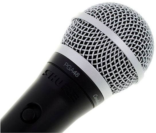 Микрофон проводной Shure PGA48-QTR-E 4.6м черный/серебристый
