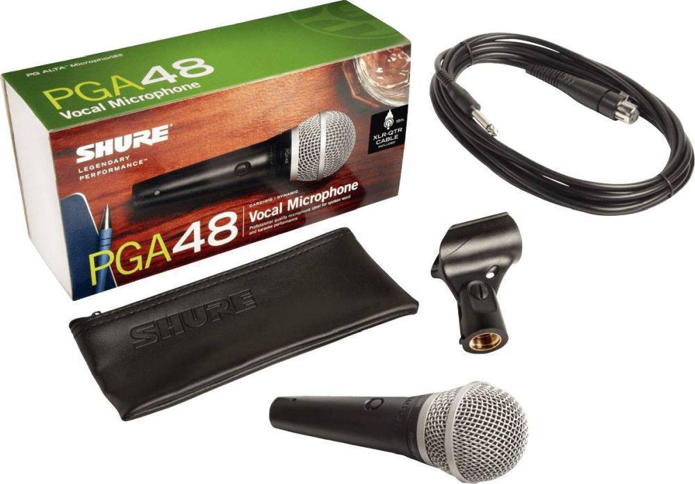 Микрофон проводной Shure PGA48-QTR-E 4.6м черный/серебристый