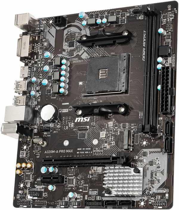 Материнская плата MSI A320M-A PRO MAX Soc-AM4 AMD A320 2xDDR4 mATX AC`97 8ch(7.1) GbLAN RAID+DVI+HDMI