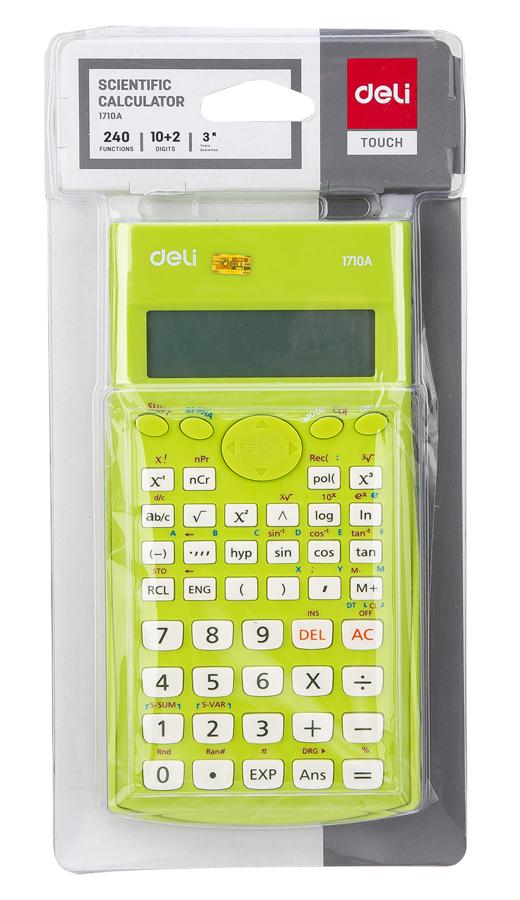 Калькулятор научный Deli E1710A/GRN зеленый 10+2-разр.