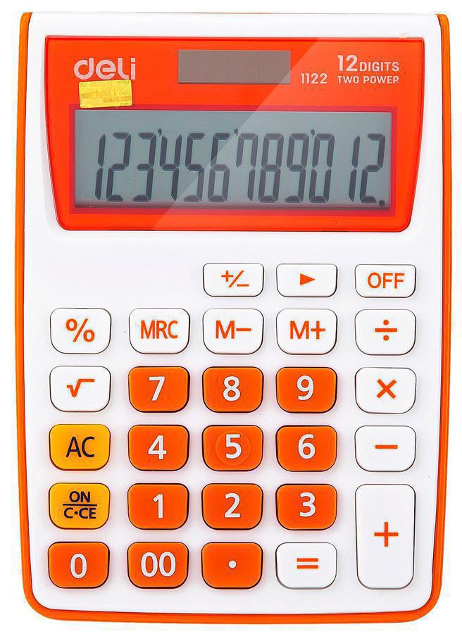 Калькулятор настольный Deli E1122/OR оранжевый 12-разр.