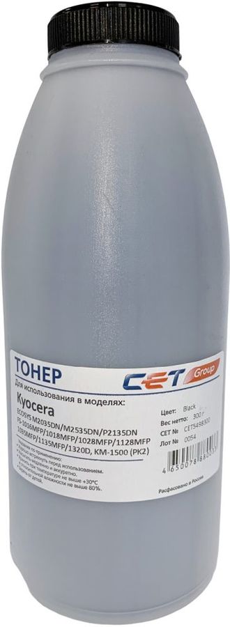Тонер Cet PK2 CET5498300 черный бутылка 300гр. для принтера Kyocera Ecosys M2035DN/M2535DN/P2135DN FS-1016MFP/1018MFP