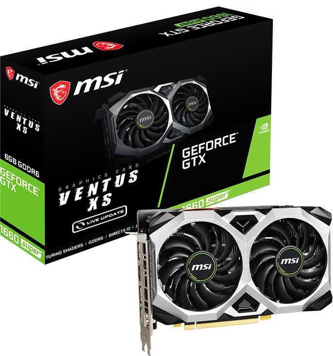 Видеокарта MSI PCI-E GTX 1660 SUPER VENTUS XS NVIDIA GeForce GTX 1660SUPER 6Gb 192bit GDDR6 1530/14000 HDMIx1 DPx3 HDCP Ret