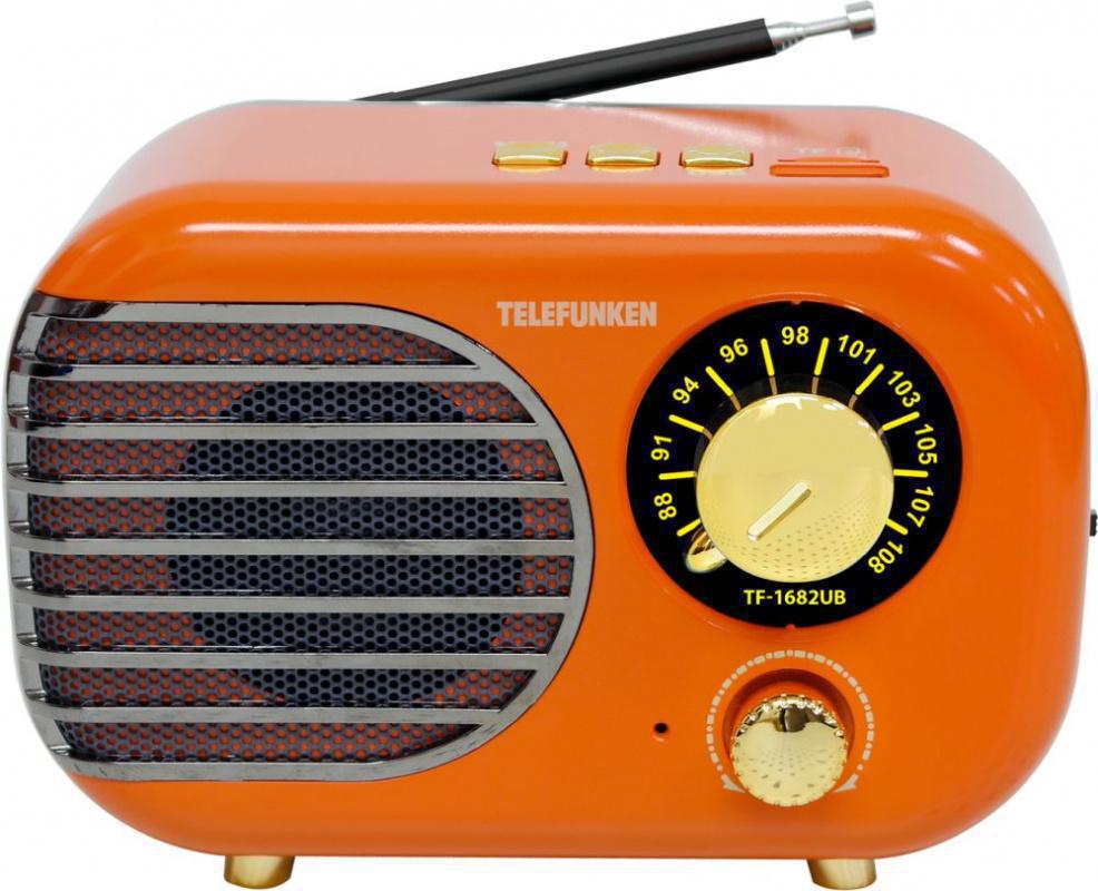 Радиоприемник настольный Telefunken TF-1682UB оранжевый/золотистый USB microSD