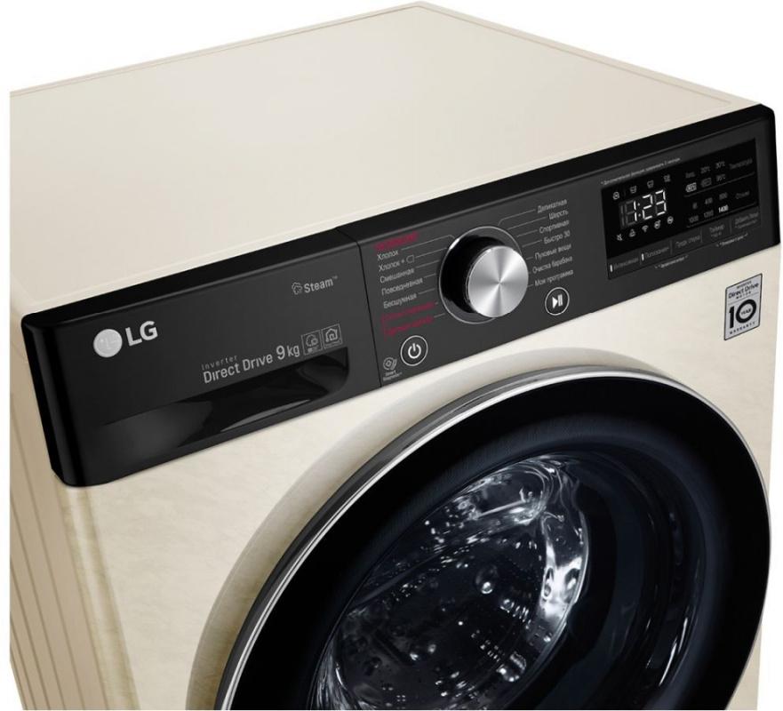 Стиральная машина LG F4V5VS9B класс: A загр.фронтальная макс.:9кг бежевый инвертор