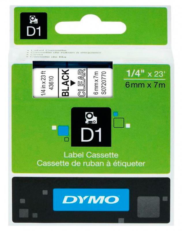 Картридж ленточный Dymo D1 S0720770 черный/прозрачный для Dymo