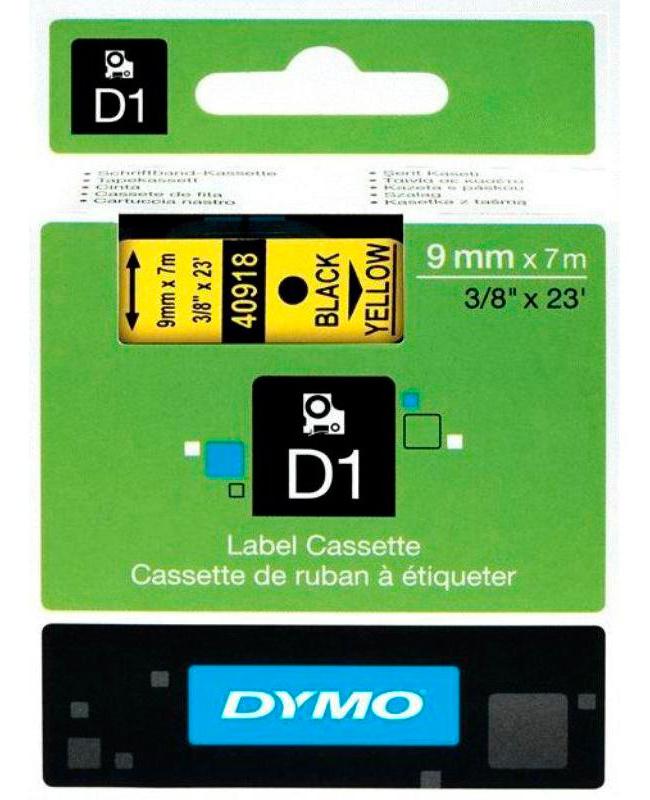 Картридж ленточный Dymo D1 S0720730 черный/желтый для Dymo