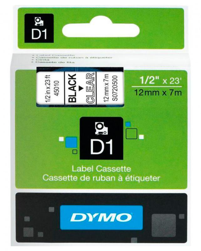Картридж ленточный Dymo D1 S0720500 черный/прозрачный для Dymo