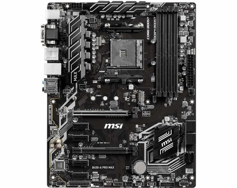 Материнская плата MSI B450-A PRO MAX Soc-AM4 AMD B450 4xDDR4 ATX AC`97 8ch(7.1) GbLAN RAID+VGA+DVI+HDMI