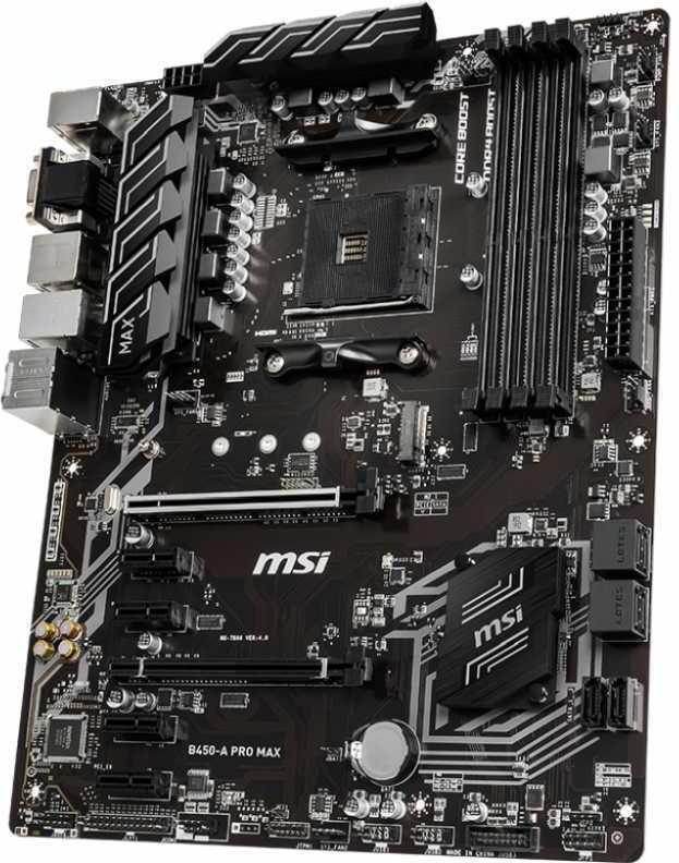 Материнская плата MSI B450-A PRO MAX Soc-AM4 AMD B450 4xDDR4 ATX AC`97 8ch(7.1) GbLAN RAID+VGA+DVI+HDMI