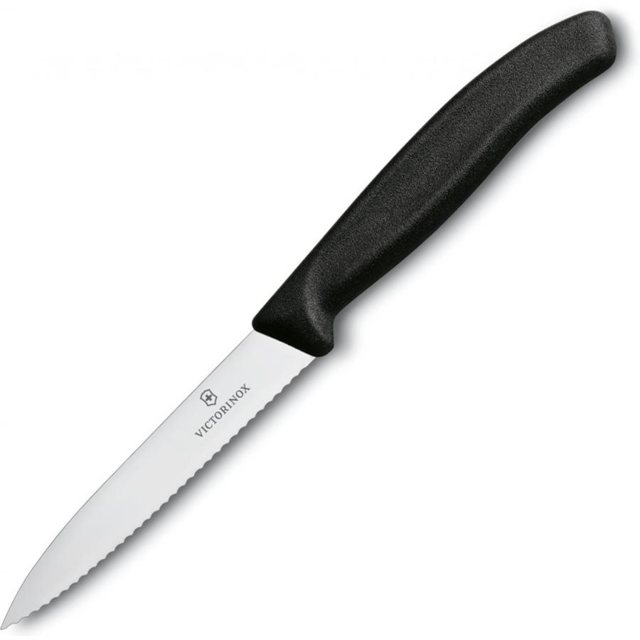 Нож кухонный Victorinox Swiss Classic (6.7733) стальной для чистки овощей и фруктов лезв.100мм серрейт. заточка черный без упаковки