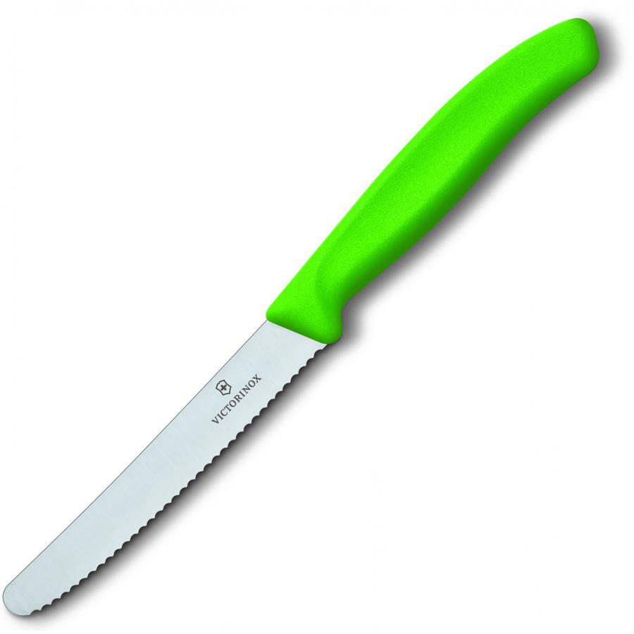 Нож кухонный Victorinox Swiss Classic (6.7836.L114) стальной для овощей лезв.110мм серрейт. заточка салатовый без упаковки