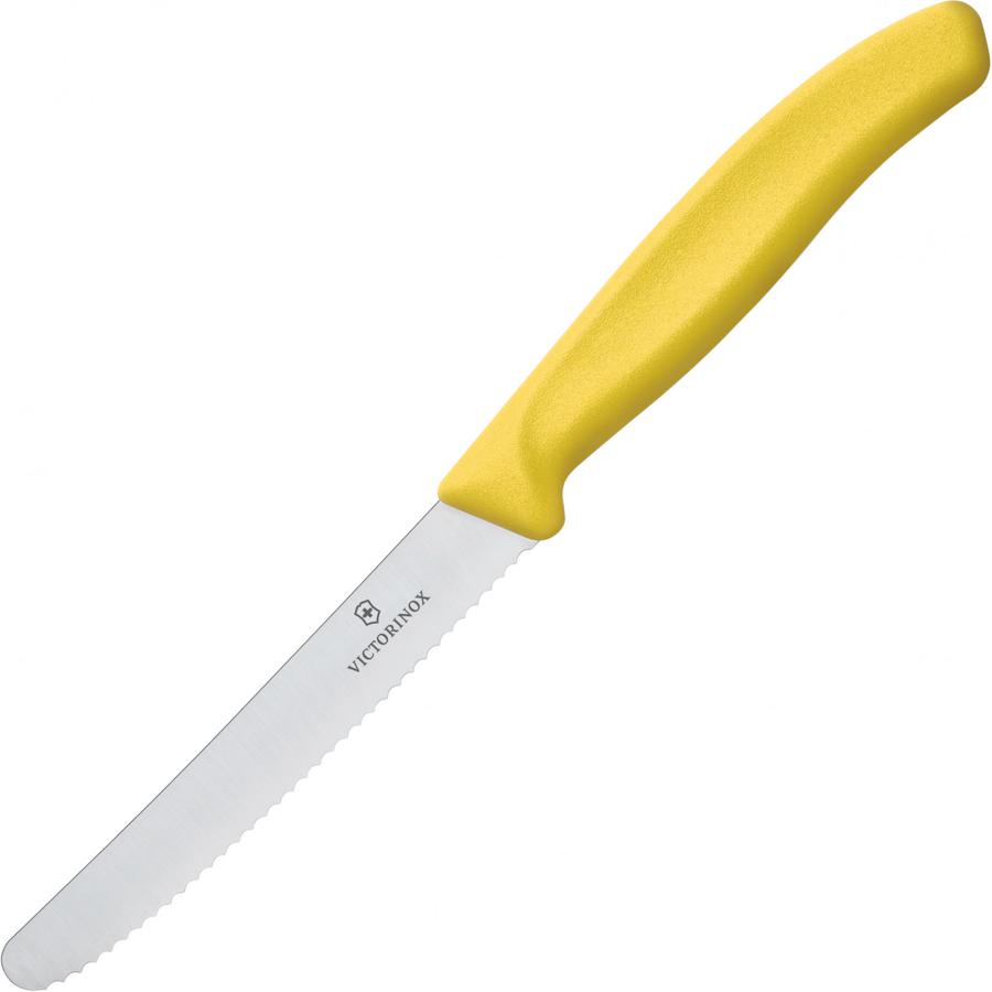 Нож кухонный Victorinox Swiss Classic (6.7836.L118) стальной для овощей лезв.110мм серрейт. заточка желтый без упаковки
