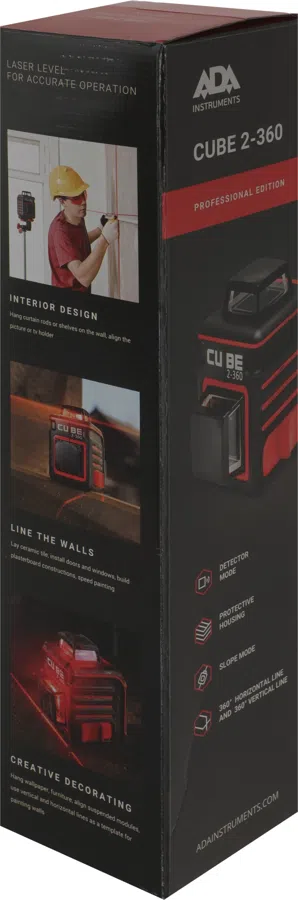 Уровень лазер. Ada Cube 2-360 Professional Edition 2кл.лаз. 635нм цв.луч. красный 2луч. (А00449)