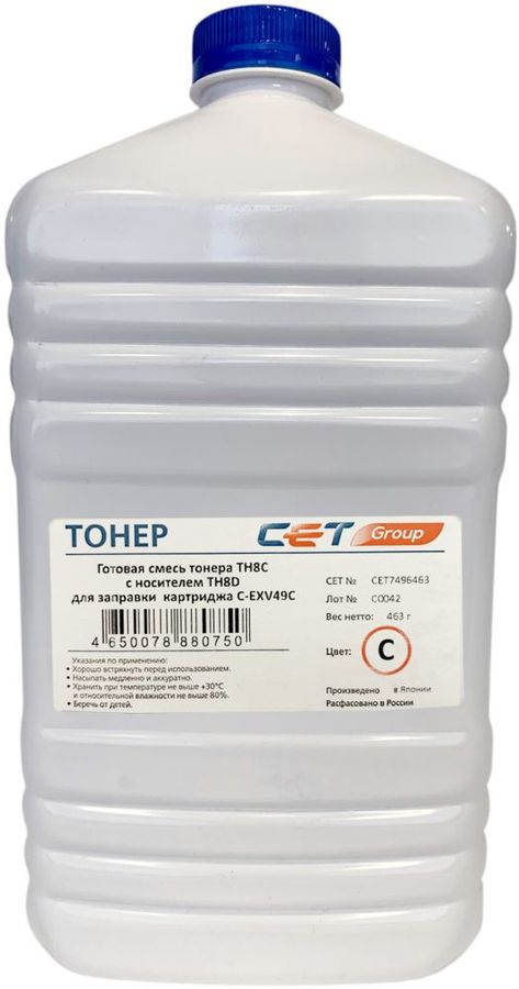 Тонер Cet TF8C/TF8D CET7496-463 голубой бутылка 463гр. (в компл.:девелопер) для принтера Canon C3325i/3330i/3320